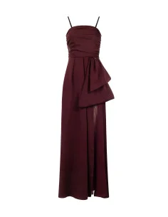 Robe longue évasée avec maxi nœud et tulle au niveau de la fente Rinascimento