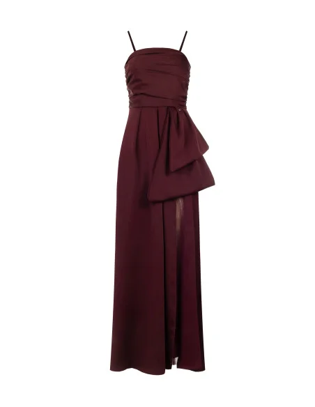 Robe longue évasée avec maxi nœud et tulle au niveau de la fente Rinascimento