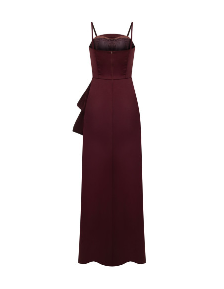 Long, Full-Skirted Dress With a Large Bow and Tulle at the Slit – R...