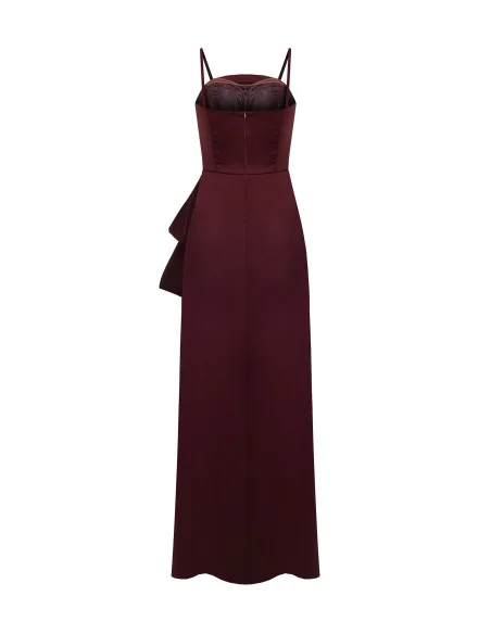 Robe longue évasée avec maxi nœud et tulle au niveau de la fente Rinascimento
