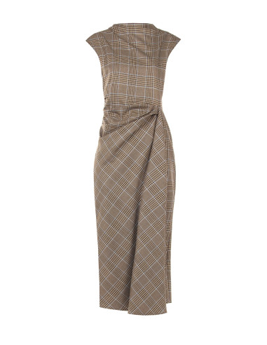 Midi Checked Sheath Dress in Polyviscose with Gathering on One Side Rinascimento