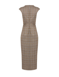 Midi Checked Sheath Dress in Polyviscose with Gathering on One Side Rinascimento 2