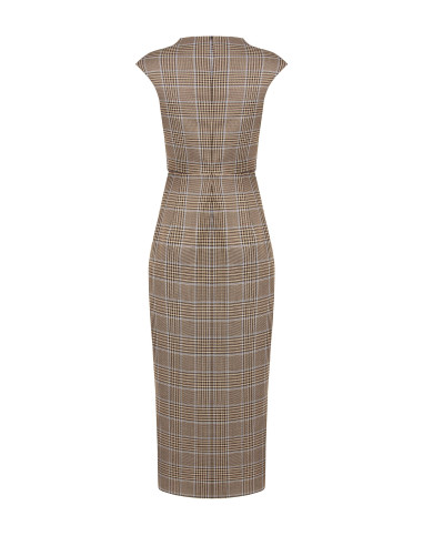 Robe midi fourreau à carreaux en polyviscose avec fronces sur un côté Rinascimento