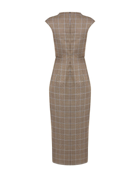 Midi Checked Sheath Dress in Polyviscose with Gathering on One Side Rinascimento
