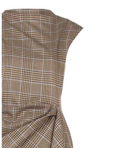 Midi Checked Sheath Dress in Polyviscose with Gathering on One Side Rinascimento