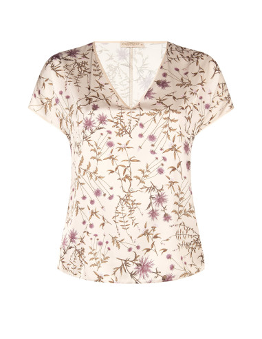 Blouse fluide pour femmes rondes en satin à motif floral « Rinascim...