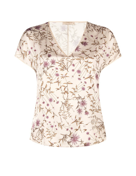 Blusa Fluida Curvy In Raso Motivo A Fiori Rinascimento Curvy