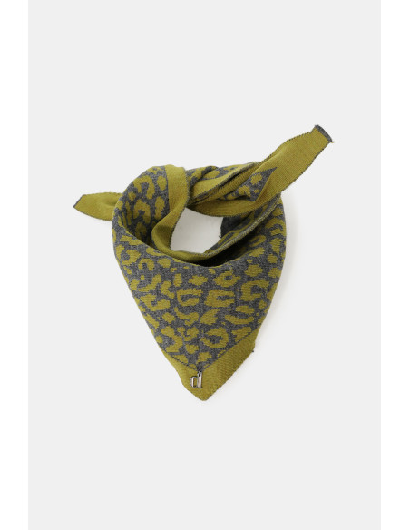 Foulard Jacquard Motivo Animalier Con Angoli Dixie - Grigio Scuro