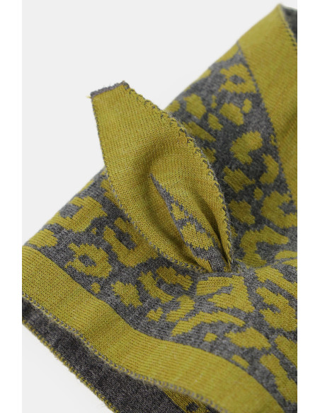 Foulard Jacquard Motivo Animalier Con Angoli Dixie - Grigio Scuro