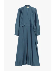 Robe longue évasée avec ceinture et manches longues Dixie - Denim 2