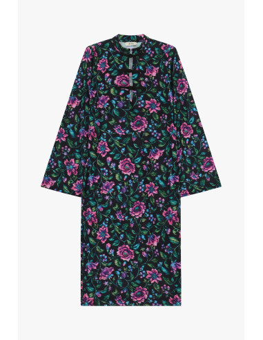 Robe midi à motif floral avec fermeture à brandebourgs Dixie