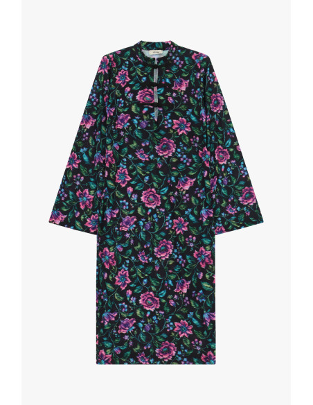 Robe midi à motif floral avec fermeture à brandebourgs Dixie