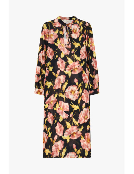 Abito Midi Stampa Floreale Maniche 3/4 Scollo A V Dixie