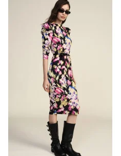 Robe midi à imprimé floral avec épaules froncées Dixie