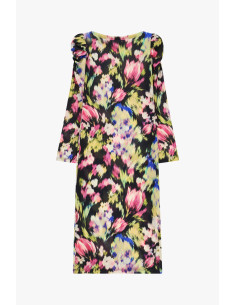Midi Dress with Floral Print and Ruched Shoulders Dixie 2