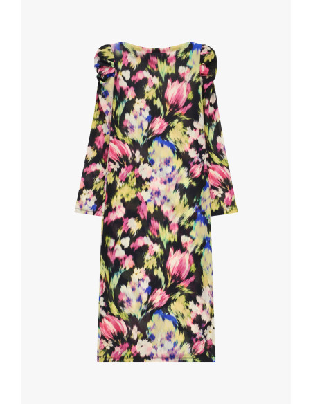 Robe midi à imprimé floral avec épaules froncées Dixie