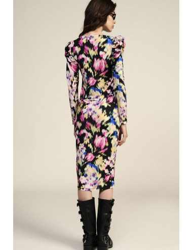 Robe midi à imprimé floral avec épaules froncées Dixie