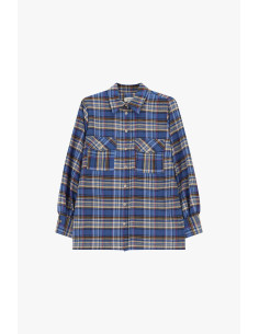 Checked Blouse With Front Pockets And Long Sleeves Dixie - Blue