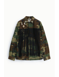 Camouflage Print Blouse with Fringes and Pins Dixie 2