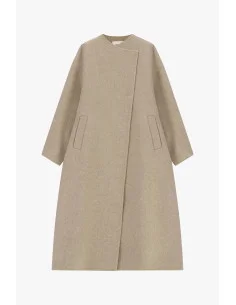 Manteau long avec fermeture asymétrique et poches Dixie - Gris clair