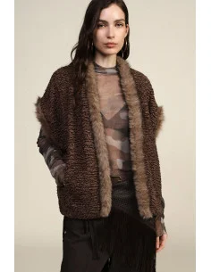 Short Faux Fur Jacket with Fur-Effect Trim Dixie