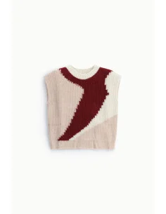 Sleeveless Jacquard Sweater with Round Neck Dixie - Pink 2