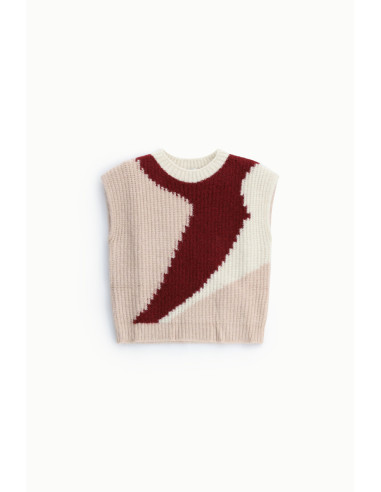Maglione Smanicato Jacquard Con Scollo Tondo Dixie - Rosa