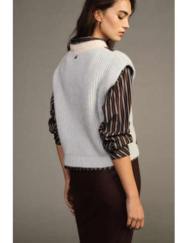 Maglione Smanicato Jacquard Con Scollo Tondo Dixie - Azzurro