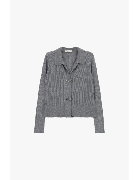 Cardigan Côtelé Avec Col Et Crochets Métalliques Dixie - Vestiti Firmati Life Smiles