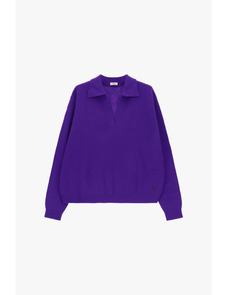 Maglione Girocollo Con Colletto E Scollo A V Dixie - Purple