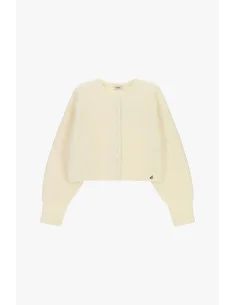 Short Cardigan with Buttons and Long Sleeves Dixie - White Cream