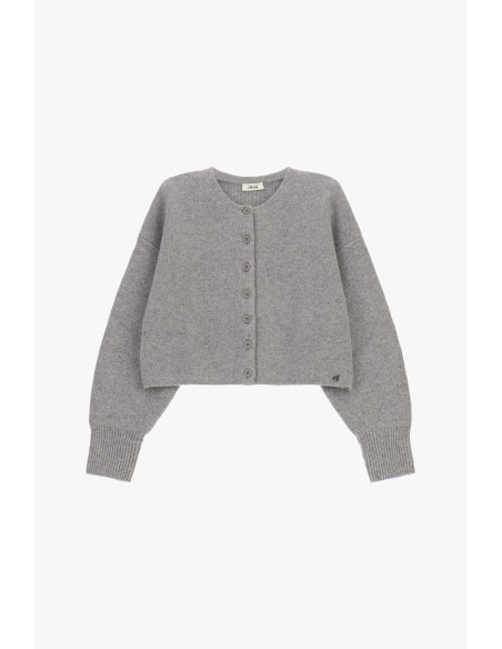 Cardigan Corto Con Bottoni E Maniche Lunghe Dixie - Gris
