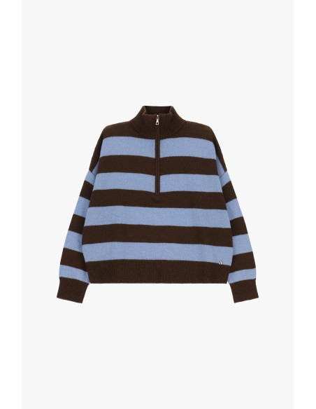 Pull rayé à col zippé Dixie - Marron
