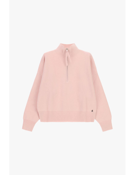 Maglione Con Zip E Collo Alto, Fit Morbido Dixie - Rosa