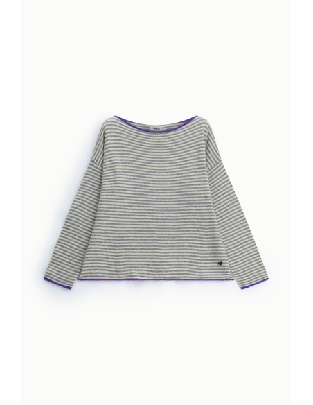Striped Sweater With Boat Neck And Contrast Edges Dixie - Vestiti Firmati Life Smiles