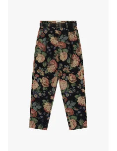 Floral Pattern Tailored Trousers with Belt Dixie