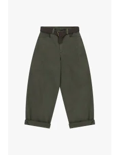 Chino-Fit Trousers with Braided Belt and Turn-Up Dixie - Military Green
