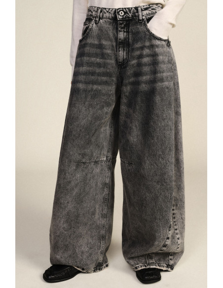 Jeans A Gamba Ampia Lavaggio Sfumato Vita Alta Dixie
