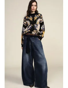 High-Waisted Wide-Leg Jeans, Distressed Wash Dixie