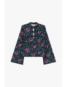 Long-Sleeved Floral Print Turtleneck Top Dixie