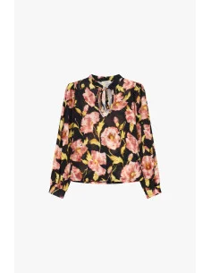 Long-Sleeve Floral Print Top with Bow Neckline Dixie 2