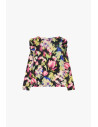 Maglia A Maniche Lunghe Fantasia Floreale Drappeggiata Dixie