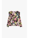Maglia A Maniche Lunghe Fantasia Floreale Drappeggiata Dixie