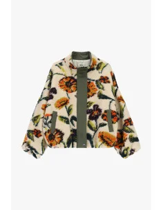 Eco Jacket - Short Faux Fur with Floral Pattern Dixie