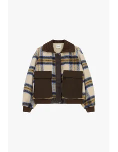 Checked Bomber Jacket with Oversized Front Pockets Dixie