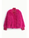 Eco-Pelliccia Corta Con Polsini E Collo A Costine Dixie - Fuxia