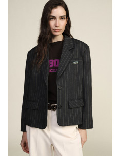 Blazer rayé avec poches frontales et doublure à motifs Dixie