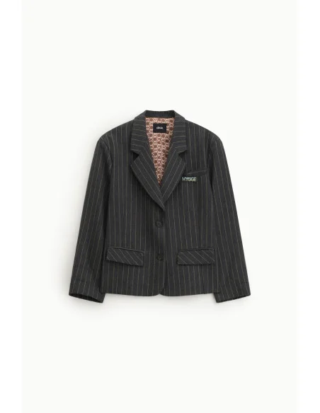 Blazer A Righe Con Tasche Frontali E Fodera Fantasia Dixie