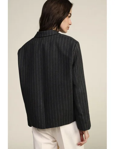 Blazer A Righe Con Tasche Frontali E Fodera Fantasia Dixie