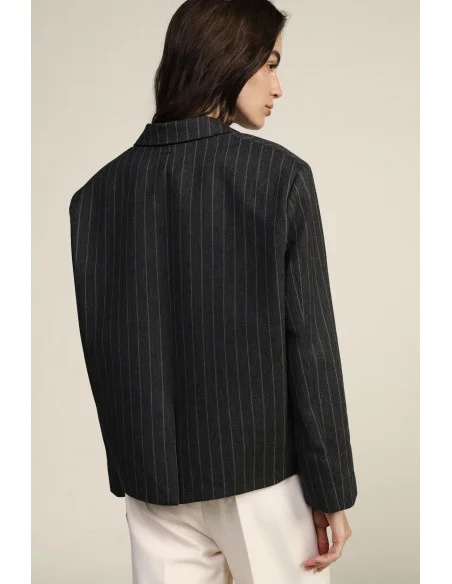 Striped Blazer with Front Pockets and Patterned Lining Dixie